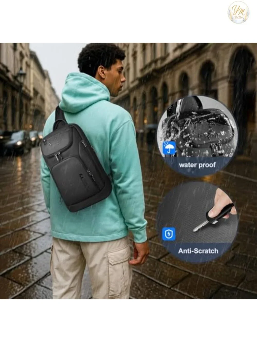 Men's Water-Resistant Utility Crossbody Sling Bag, Adjustable Strap, 5L Travel